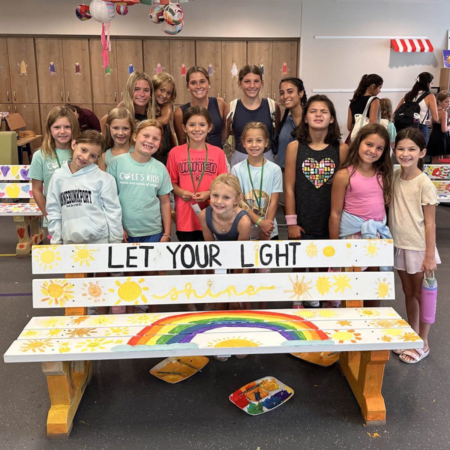 Cole's Kids paint a bench