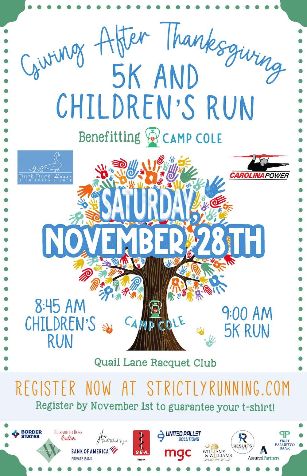 Giving After Thanksgiving 5K & Children's Run, Saturday November 28th, Benefiting Camp Cole