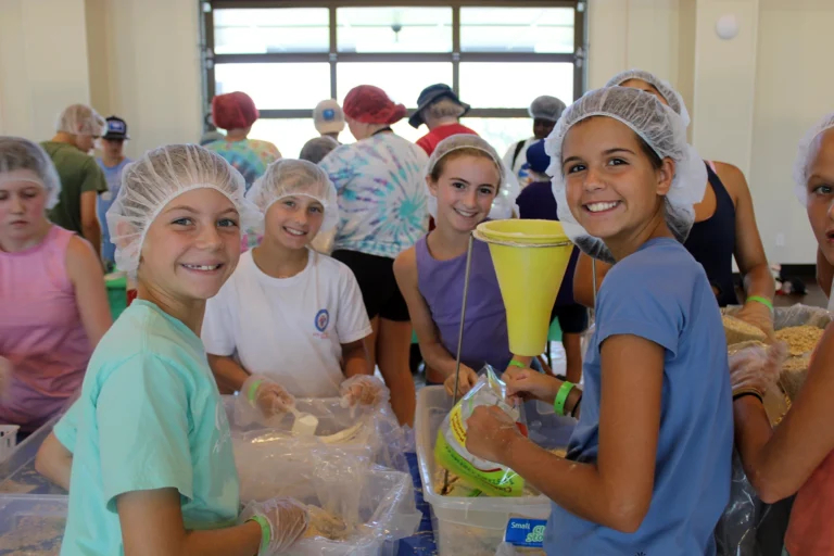 A group of campers work at Cole's Kids