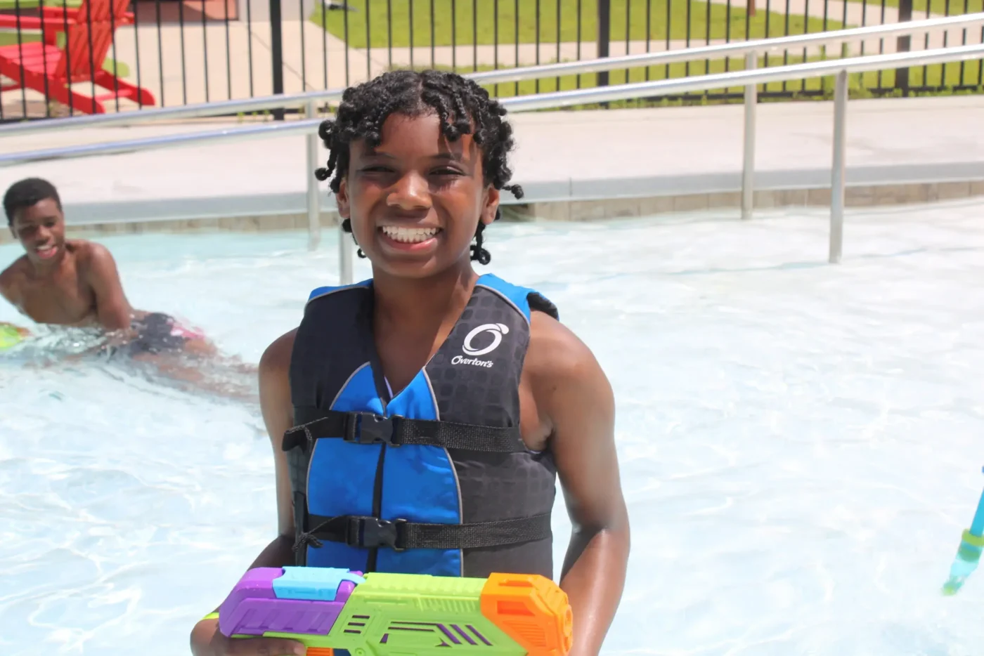 Campers enjoy the zero entry pool